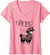 Ceci Merch Studio Women's Attractive Casual Peruvian Andean Graphic Llama V-Neck T-Shirt - Pink