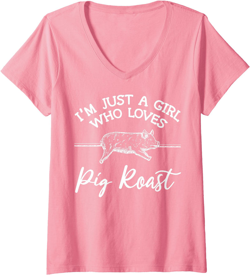 Cool Pig Roast Humor Quote Merch Women's Pig Roast Apparel - Top Funny Roasts Lover Design V-Neck T-Shirt - Pink