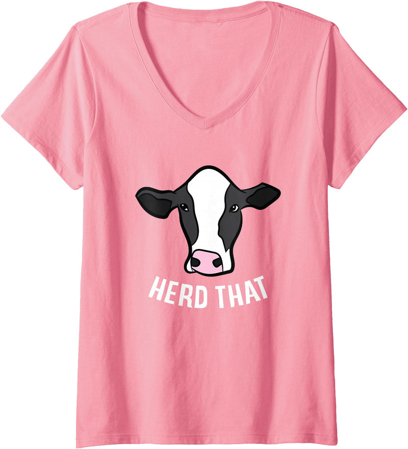 Cute Cow Animal Gifts Womens Funny Cow Farming Gift For Cow Farmer Herd That V-Neck T-Shirt - Pink