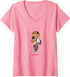Bahaa's Tee Womens Men's Women's Kids Teddy Bear Graphic Cool Designs Funny V-Neck T-Shirt - Pink