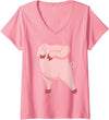 Pig Costume Shirts Women's Pig Shirt Adult Kids Men Women Pig Costume V-Neck T-Shirt - As Pictured