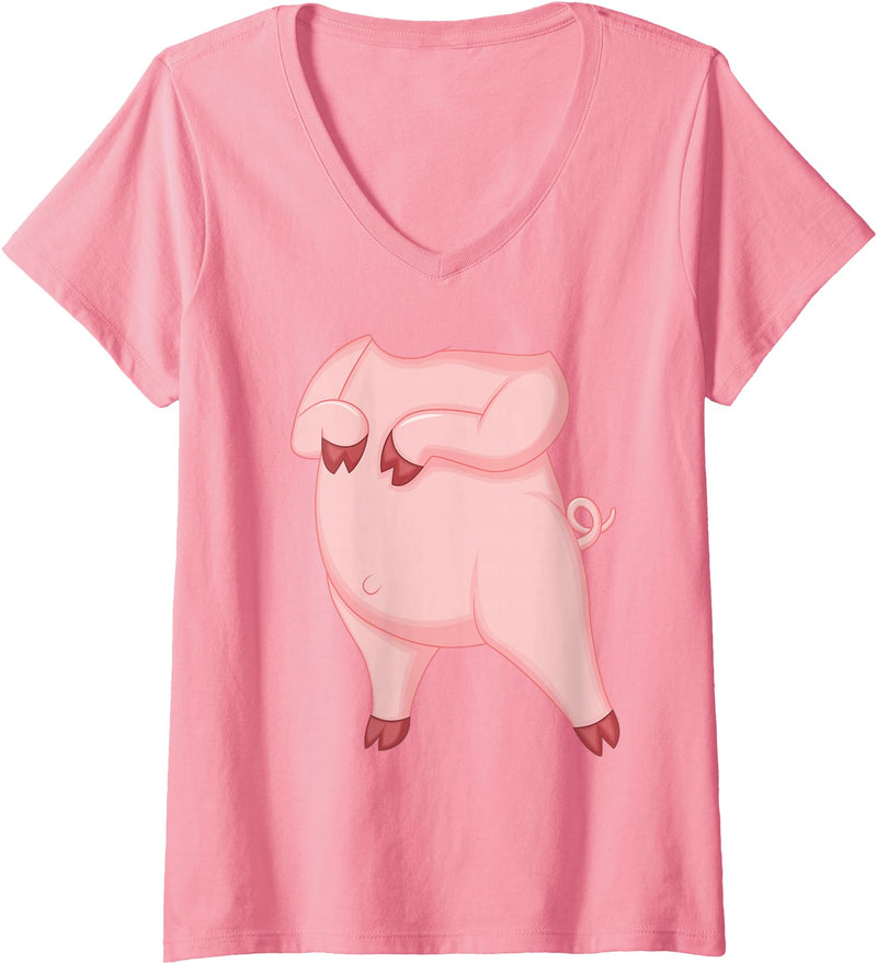 Pig Costume Shirts Women's Pig Shirt Adult Kids Men Women Pig Costume V-Neck T-Shirt - As Pictured