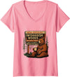 Funny Bear Woods Vintage Art Women's I Wish A Bish Woods Funny Bear Vintage Design V-Neck T-Shirt - Pink