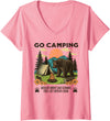 Funny Sarcastic Camping Humor Hiking Nature Gifts Women's Go Camping Worst Case Scenario You Get Eaten By A Bear Humor V-Neck T-Shirt - Pink