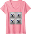 Retro Polar Bear USA July Fourth Photo Booth Women's Polar Bear 4th of July US American Flag Patriotic V-Neck T-Shirt - Pink