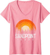 Womens Sandpoint Idaho ID Shirt Retro Vintage 70s 80s 90s Gift V-Neck T-Shirt - Pink