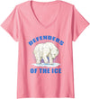 Polar Bear Apparel Women's Defenders of The Ice Polar Bear Lover V-Neck T-Shirt - Pink