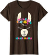 Llama Shirts & Alpaca Gifts Mama Llama Mom Christmas Birthday Mothers Day T-Shirt - Brown