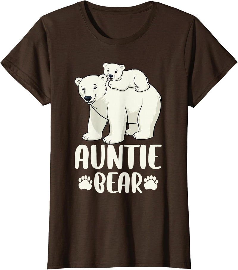Polar Bear Family Art Creations Auntie Bear and Cub Polar Bear T-Shirt - Brown