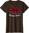 Papa & Mama Bear Outfit Mama Bear Pajama Red Buffalo Plaid T-Shirt - Brown