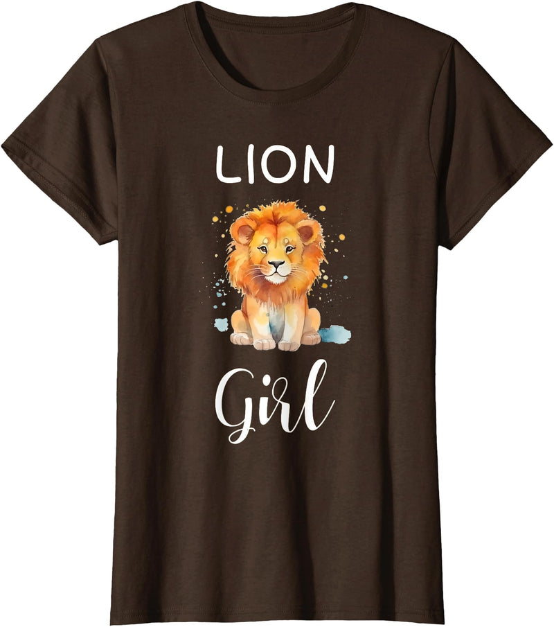 Lion Girl TShirtz & More Funny Lion Girl Shirt Artistic Cute Animal Lion Lover T-Shirt - Brown