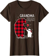 Papa & Mama Bear Outfit Grandma Bear Christmas Pajama Red Buffalo Plaid T-Shirt - Brown