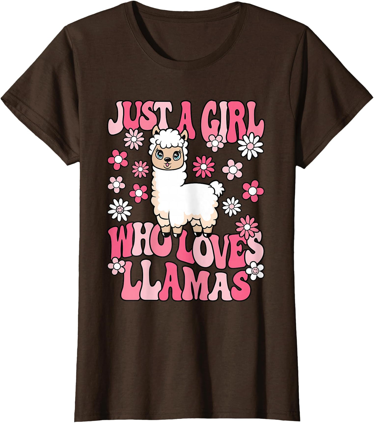 KATYLIN Just A Girl Who Loves Llamas Llama Lover Girls Kids T-Shirt - Brown