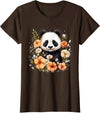 Floral Panda Bear Panda Bear Flowers Floral Girls Kids Funny Cute Panda Lover T-Shirt - Brown