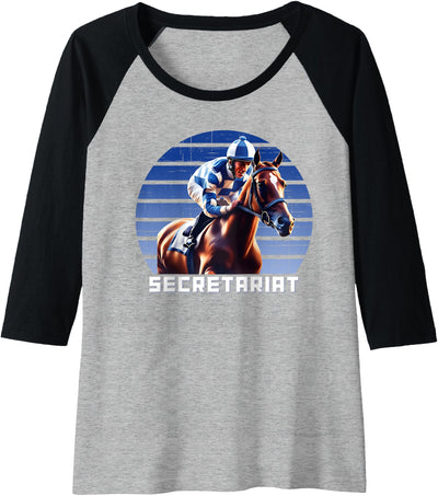 Handicapping Horse Gear Womens Secretariat Horse Racing Del Mar Santa Anita Shirt Raglan Baseball Tee