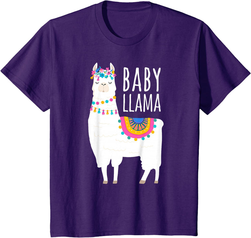 Mama Llama Lover Gifts by Memme Baby Llama Shirt for Girls, Daughter T-Shirt - Purple