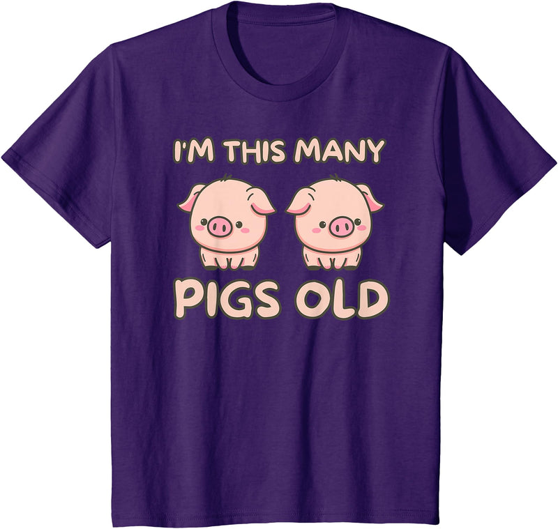 Pigs lover Birthday Gifts Toddler I'm This Many Pigs Old - 2nd Birthday Pig 2 Years Old Bday T-Shirt - Purple
