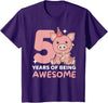 Pig Birthday Gift Cute Animals Pig For The 5th Birthday For Children Five Years Old T-Shirt - Purple