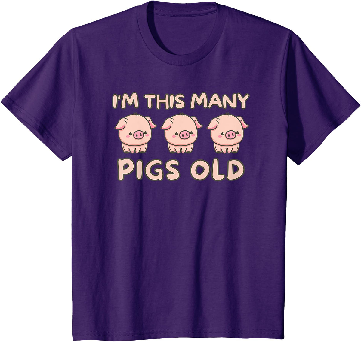 Pigs lover Birthday Gifts Toddler I'm This Many Pigs Old - 3rd Birthday Pig 3 Years Old Bday T-Shirt - Purple