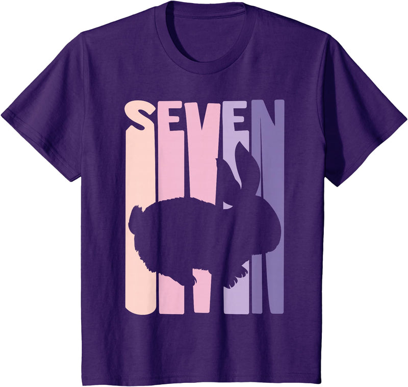 7th Birthday Gift Bunny Rabbit Fan 7 Years Old Girl T-Shirt in Purple