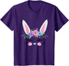 Girls Easter Bunny Flower Crown for Baby and Toddler Cute T-Shirt in Purple