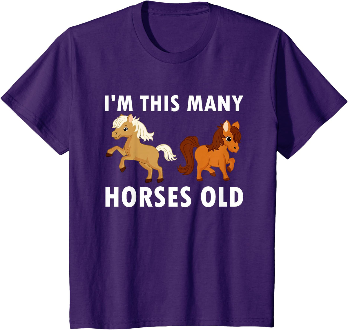 Kids 2 Years Old Girl Horses Old 2nd Birthday Kids T-Shirt - Purple