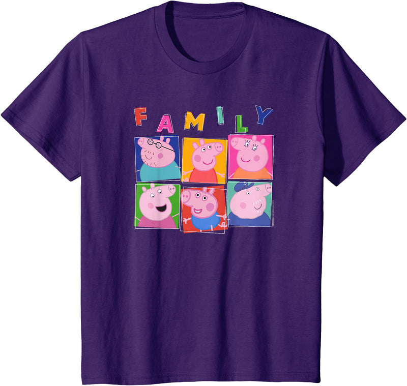 Peppa Pig Family Portrait Panels T-Shirt - Purple