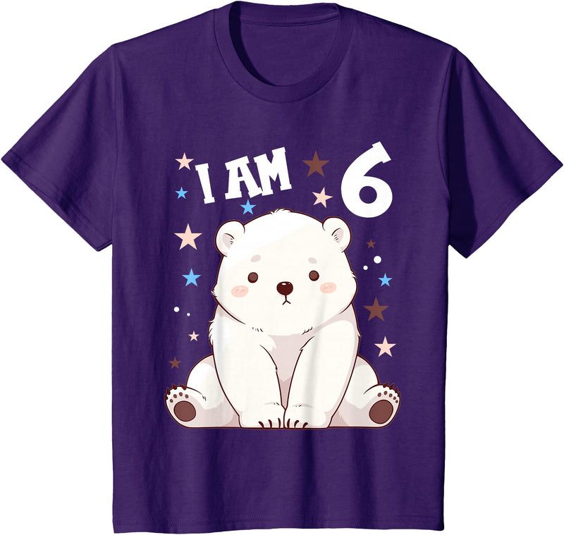 6 years old 6th birthday Polar Bear 6 Years old 6 birthday Polar Bears Boy girl Polar Bear T-Shirt - Purple
