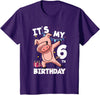 Pig Birthday Outfit for Boys Girls Party Supplies Its My 6th Birthday 6 Year Old Pig Birthday T-Shirt - Purple