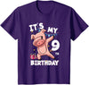 Pig Birthday Outfit for Boys Girls Party Supplies Its My 9th Birthday 9 Year Old Pig Birthday T-Shirt - Purple