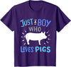 Kids Pig Just A Boy Who Loves Pigs Gift for Pig Lovers T-Shirt - Purple