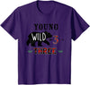 UrbanWear Bear Buffalo plaid Young Wild & Three 3 years 3rd Birthday T-Shirt - Purple