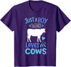 Kids Cow Just A Boy Who Loves Cows Gift for Cow Lovers T-Shirt - Purple