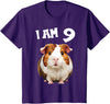 9 years old 9th birthday Guinea Pig 9 Years old 9 birthday Guinea Pigs Boy Girl Guinea Pig T-Shirt - Purple