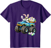 Easter Day Bunny Monster Truck Eggs Rabbit Boys Kids T-Shirt in Purple