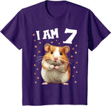 7 Years old 7 birthday Hamsters Boy Girl Hamster T-Shirt - Purple