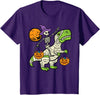 Toddler Boy Halloween Shirts For Boys Kids Kids Skeleton Dino Pumpkin Halloween Costume Toddler Boys Kids T-Shirt - Purple