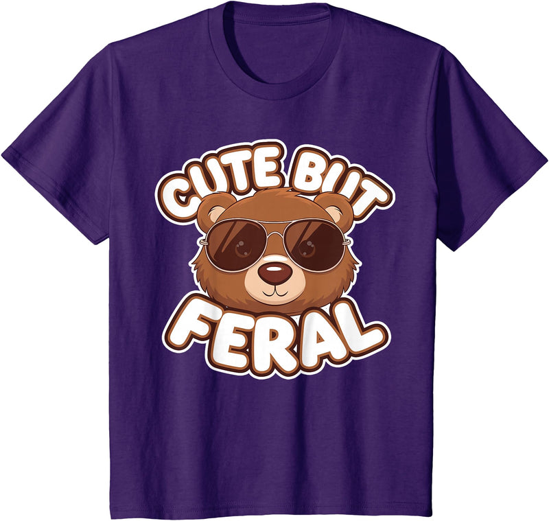 Kids Brown Bears Shirts Cute Brown Bear Kids T-Shirt - Purple