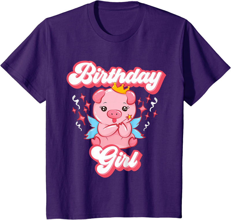 Pig Piggy Piglet Birthday Shirts and Gifts Pig Birthday Party Cute Girl Piggy Piglet Girls Gift T-Shirt - Purple