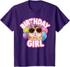 Girl Birthday Hamster Kids T-Shirt - Purple