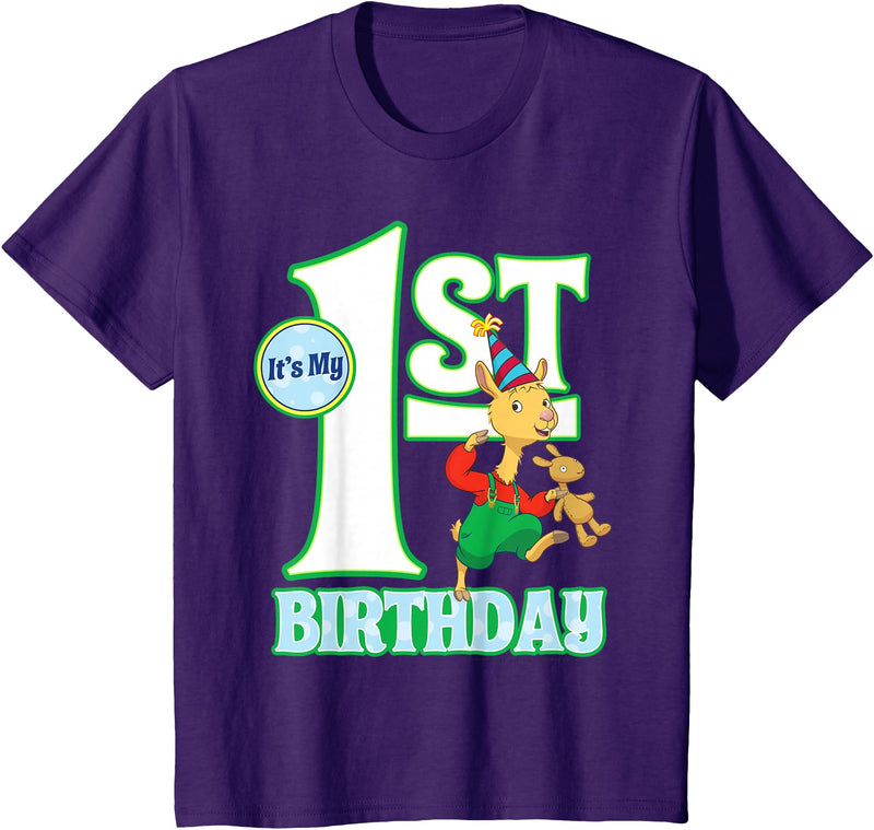 Children's My First Birthday Official Llama Llama Tee Shirt T-Shirt - Purple
