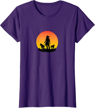 Horses Cowgirl T-Shirt - Purple