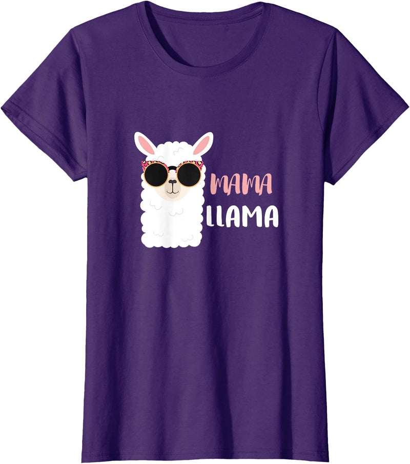 funny Mama Llama Co. Mama Llama, llama wearing sunglasses gift for women T-Shirt - Purple