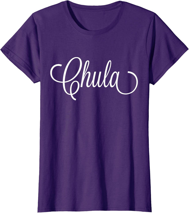The Spanish Cow Women's Chula Spanish Cute Black X-Small Modern Letter Print T-Shirt - Purple
