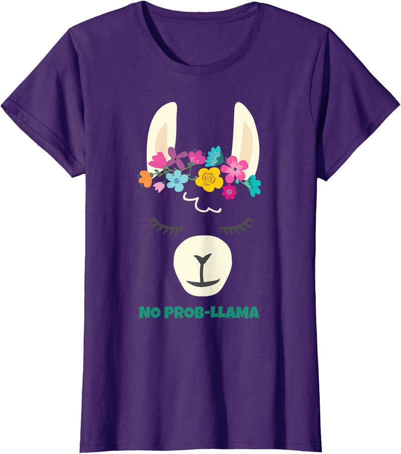 Llama Shirts & Alpaca Gifts No Prob Llama Christmas Women Kids Girls Birthday T-Shirt - Purple