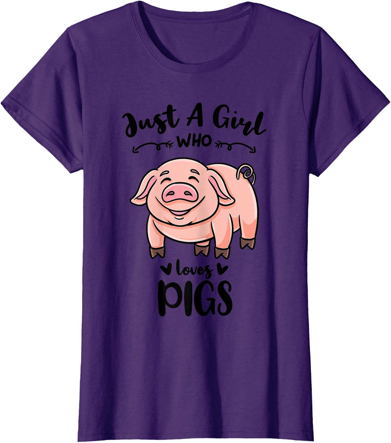 Just A Girl Who Loves Pigs T-Shirt - Purple