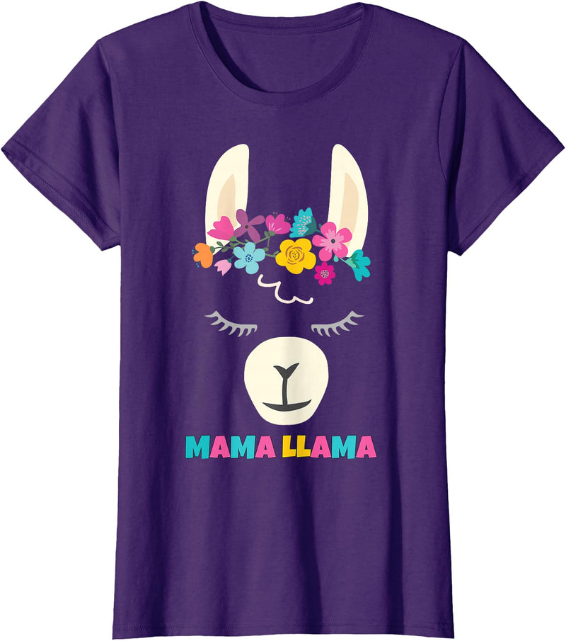 Llama Shirts & Alpaca Gifts Mama Llama Mom Christmas Birthday Mothers Day T-Shirt - Purple