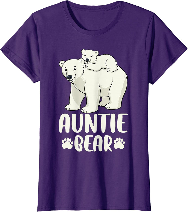Polar Bear Family Art Creations Auntie Bear and Cub Polar Bear T-Shirt - Purple