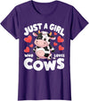Cows for awesome Girls Farmer Cute Cow Just a Girl Who Loves Cows T-Shirt - Purple