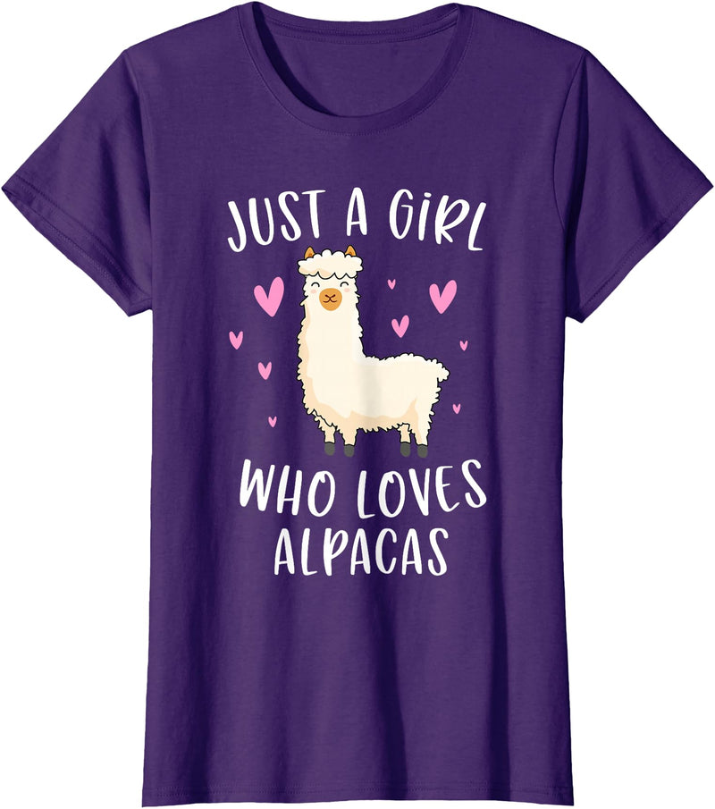 Cute Alpaca Llama Lover Clothing Gifts For Women Just A Girl Who Loves Alpacas Funny Alpaca Gifts for Girls T-Shirt - Purple